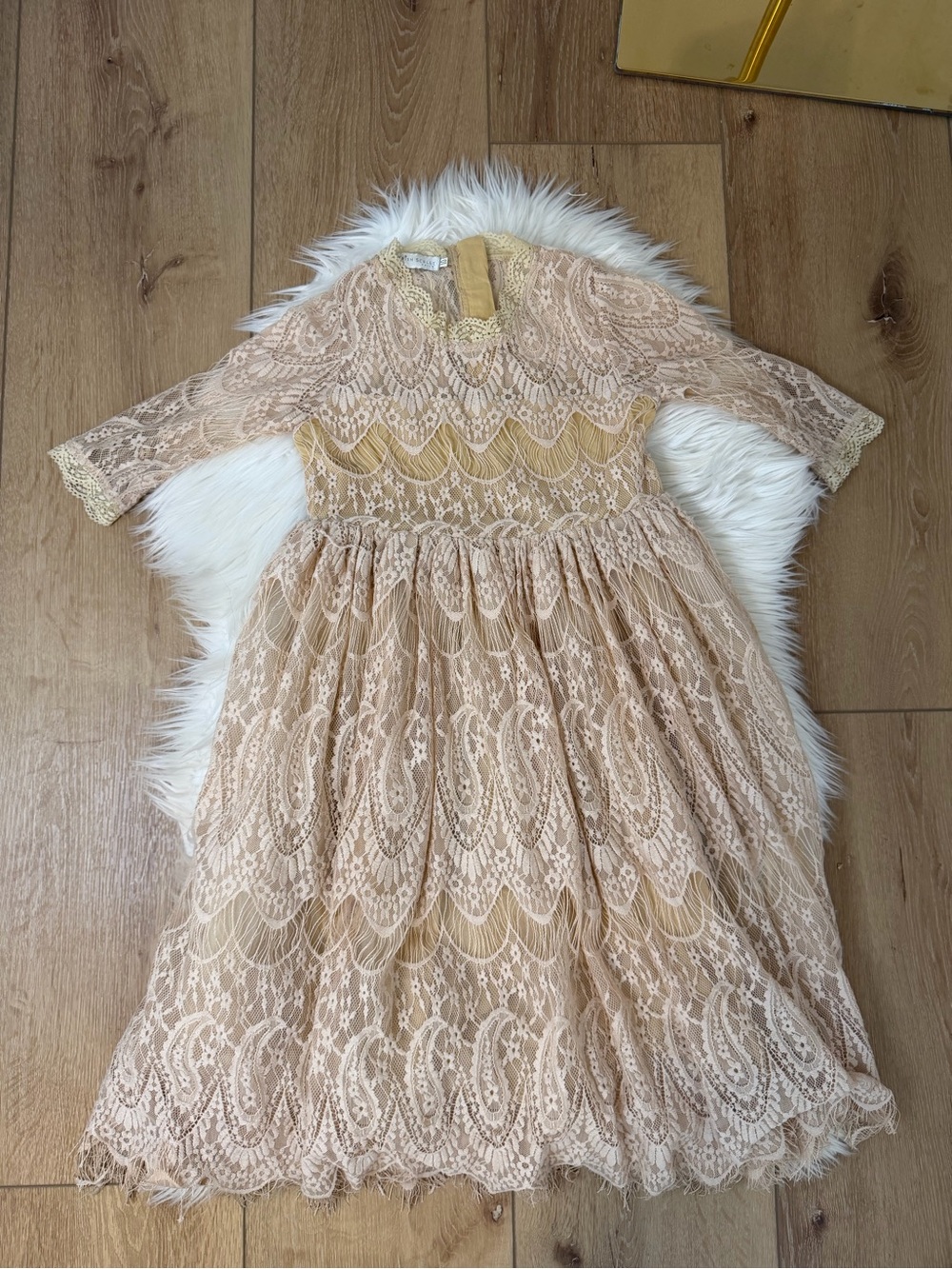 Trish Scully Child Girls Cream Lace Formal Dress Size 10